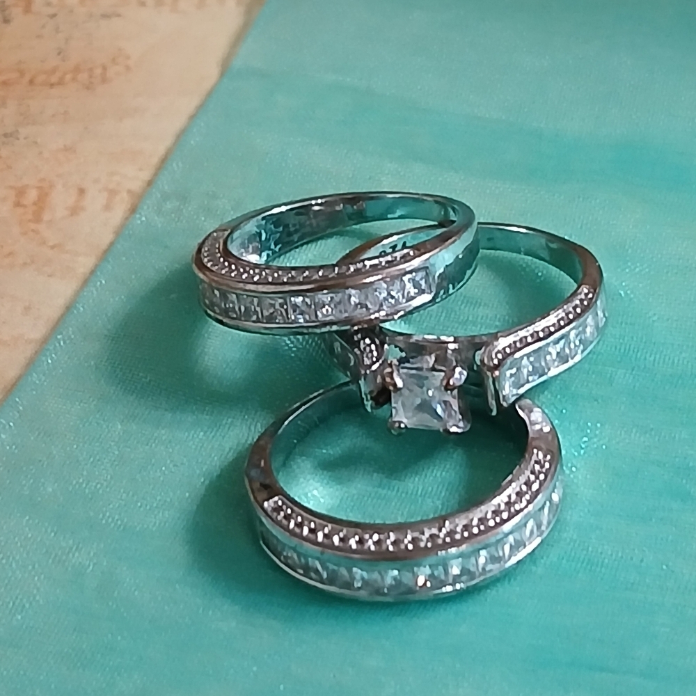 Sterling Silver Spar Pavé Ring Set